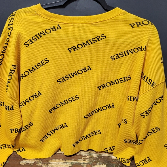 Forever 21 Crop Top Long Steve Blouse Promise Letters Sz S - Picture 5 of 6